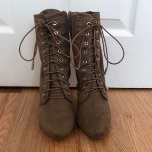 Faux Suede Lace Up Booties